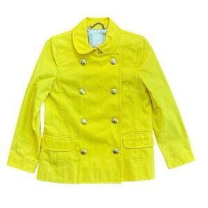 J.CREW Bright Yellow Trudy Double Breasted Peacoat Blazer Coat Size 2